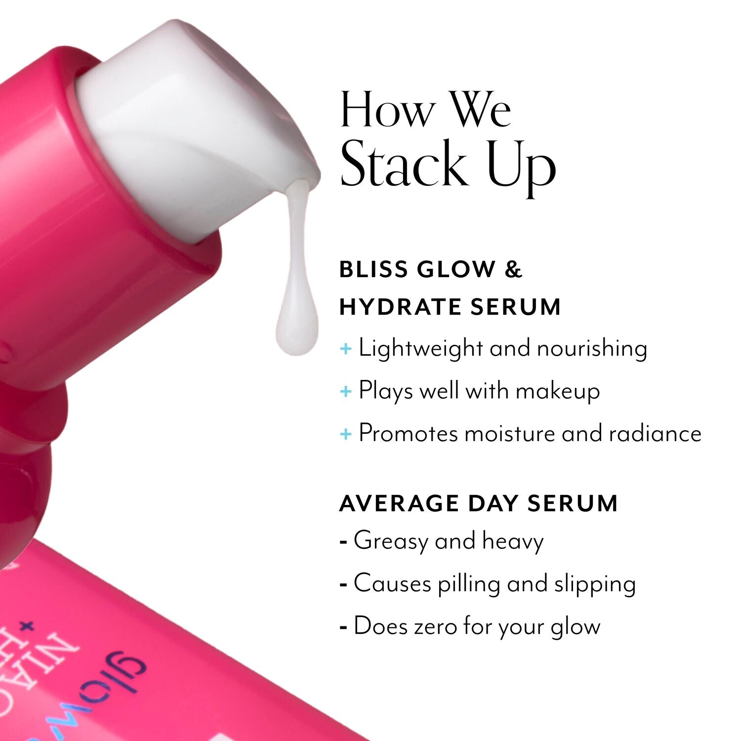 BLISS_PDP_Glow_HydrateNiacinamide_HyaluronicAcidDaySerum_HybridRefresh_Amazon_Comparison-ECommerce_JPG